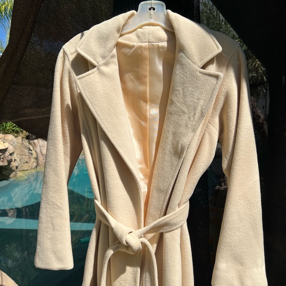 VINTAGE 100% CASHMERE COAT CREAM/TAN - Picture 3 of 16